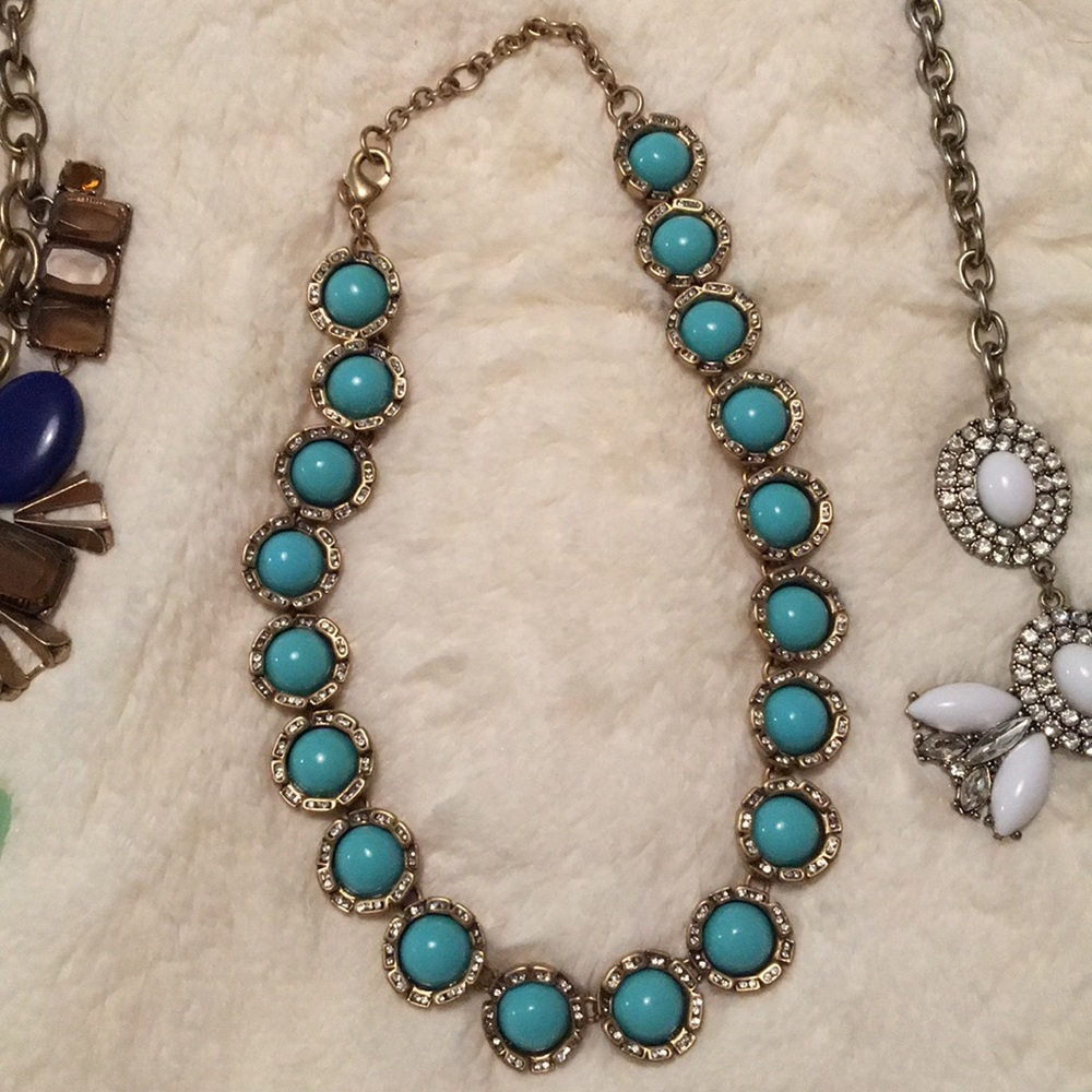 J Crew statement turquoise and gold necklace